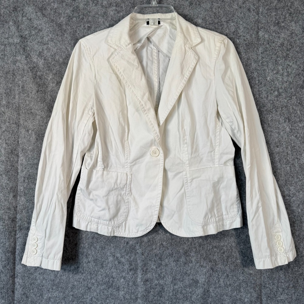 Vtg‎ J Crew Blazer Womens Medium White Academia Equestrian Jacket Preppy Work